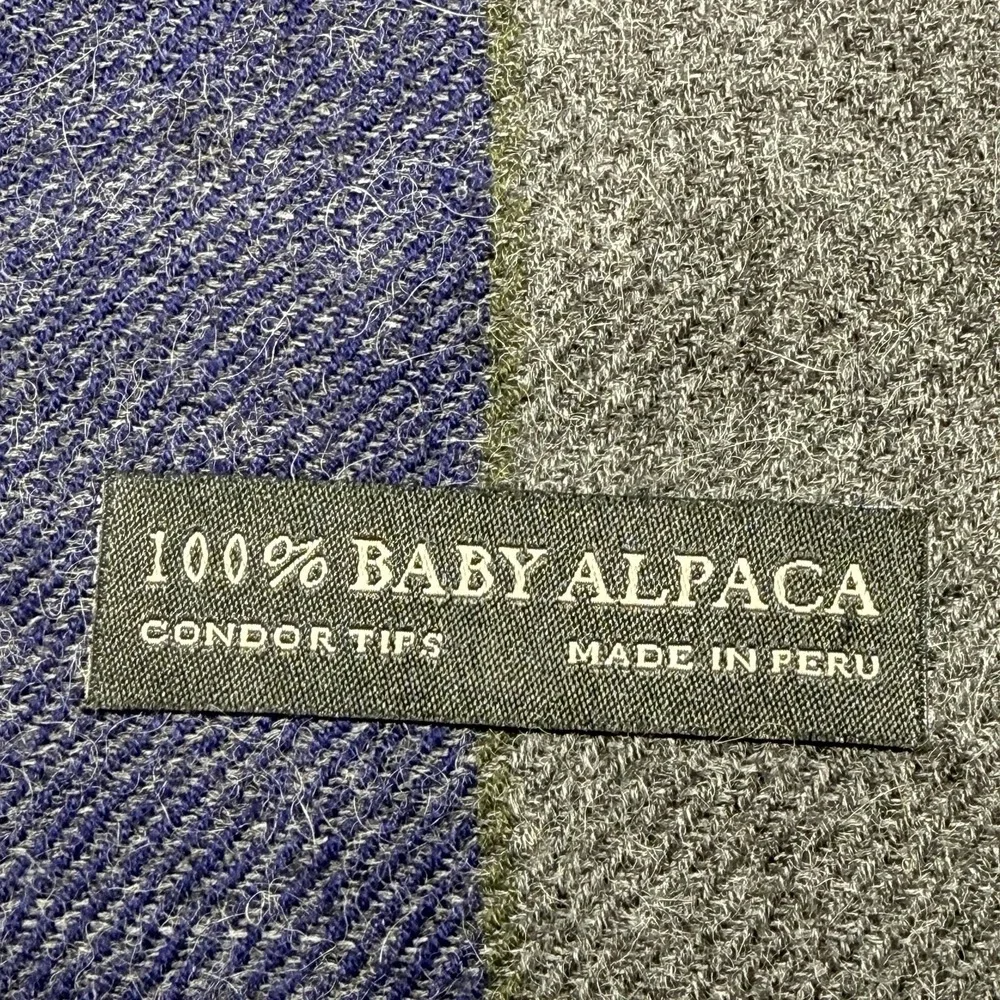 VTG Condor Tips 100% Baby Alpaca Oversized Stole Travel Wrap Scarf Plaid 28x63